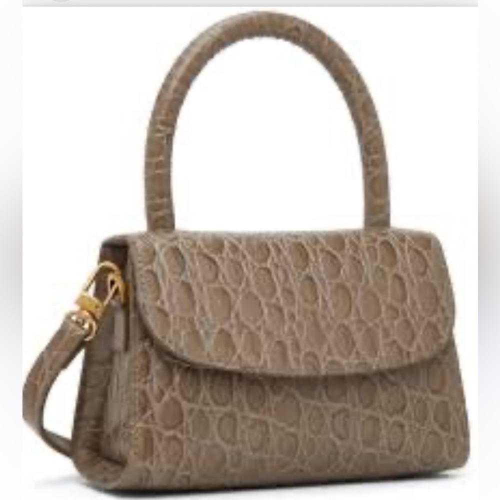 BY FAR Taupe Circular Croc Mini Bag